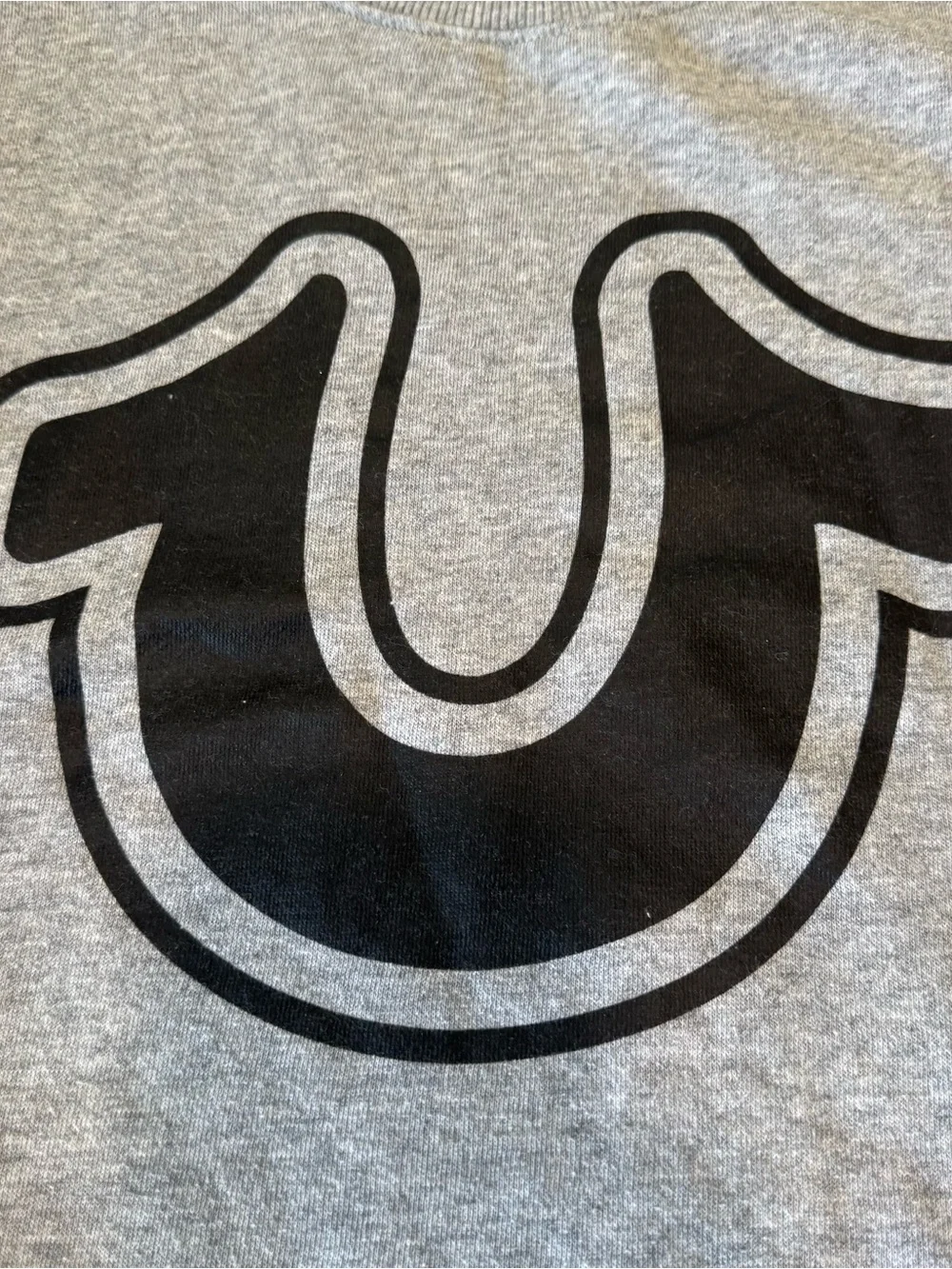 True Religion Mens Classic Gray Sweatshirt Black Logo Size Medium